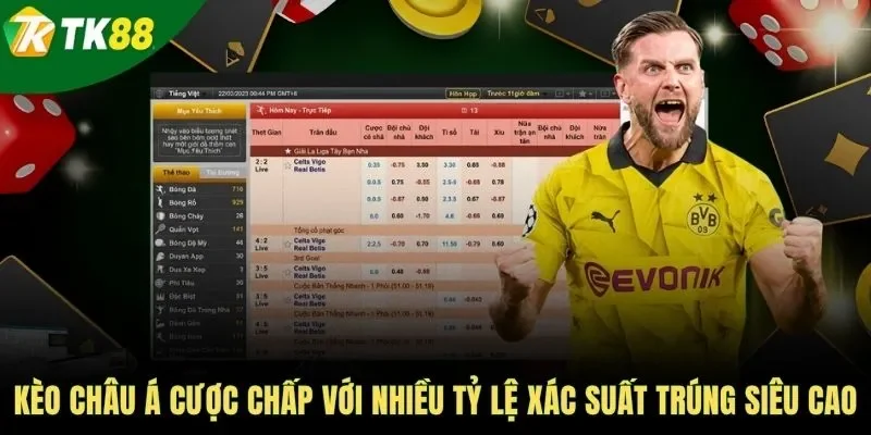 Kèo châu Á cược chấp với nhiều tỷ lệ xác suất trúng siêu cao